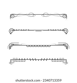 Establecer La Colección De Líneas Sencillas De Color Negro Elementos De Borde De Doodle Estilo Esbozo De Diseño Isolación Isolación Ilustración Para Banner