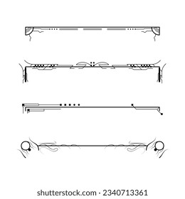 Set Black Simple Line Collection Doodle Border Elements Vector Design Style Sketch Isolated Illustration For Banner