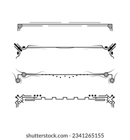 Set Black Simple Line Collection Doodle Border Elements Vector Design Style Sketch Isolated Illustration For Banner
