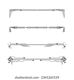 Set Black Simple Line Collection Doodle Border Elements Vector Design Style Sketch Isolated Illustration For Banner