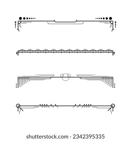 Establecer La Colección De Líneas Sencillas De Color Negro Elementos De Borde De Doodle Estilo Esbozo De Diseño Isolación Isolación Ilustración Para Banner