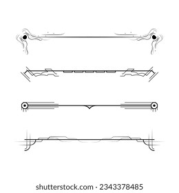Establecer La Colección De Líneas Sencillas De Color Negro Elementos De Borde De Doodle Estilo Esbozo De Diseño Isolación Isolación Ilustración Para Banner