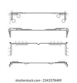 Set Black Simple Line Collection Doodle Border Elements Vector Design Style Sketch Isolated Illustration For Banner