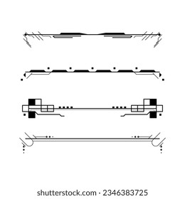 Set Black Simple Line Collection Doodle Border Elements Vector Design Style Sketch Isolated Illustration For Banner