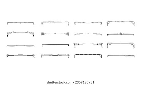 Establecer La Colección De Líneas Sencillas De Color Negro Elementos De Borde De Doodle Estilo Esbozo De Diseño Isolación Isolación Ilustración Para Banner