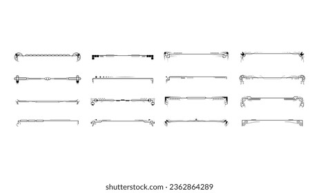 Establecer La Colección De Líneas Sencillas De Color Negro Elementos De Borde De Doodle Estilo Esbozo De Diseño Isolación Isolación Ilustración Para Banner