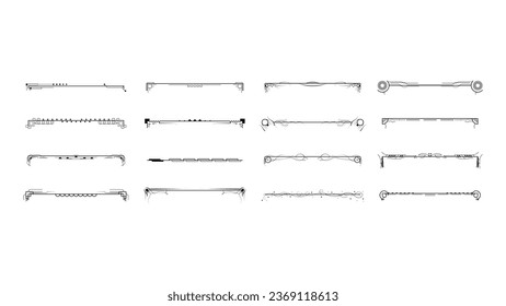 Set Black Simple Line Collection Doodle Border Elements Vectordesign Style Sketch isolierte Illustration für Banner