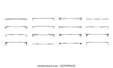 Establecer La Colección De Líneas Sencillas De Color Negro Elementos De Borde De Doodle Estilo Esbozo De Diseño Isolación Isolación Ilustración Para Banner
