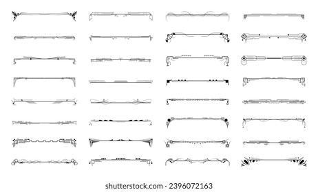 Establecer La Colección De Líneas Sencillas De Color Negro Elementos De Borde De Doodle Estilo Esbozo De Diseño Isolación Isolación Ilustración Para Banner