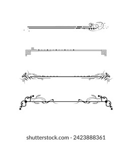 Set Black Simple Line Collection Doodle Border Elements Vector Design Style Sketch Isolated Illustration For Banner