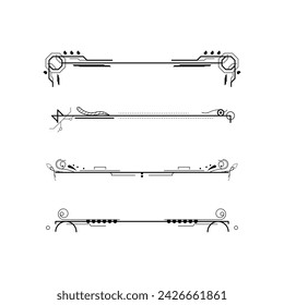Set Black Simple Line Collection Doodle Border Elements Vector Design Style Sketch Isolated Illustration For Banner