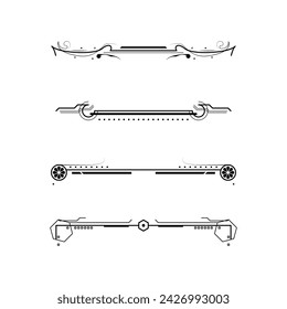 Set Black Simple Line Collection Doodle Border Elements Vector Design Style Sketch Isolated Illustration For Banner