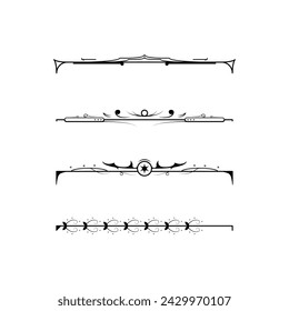 Set Black Simple Line Collection Doodle Border Elements Vector Design Style Sketch Isolated Illustration For Banner