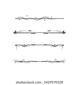 Conjunto De Línea Simple Negro Colección Doodle Borde Elementos Vector Diseño Estilo Sketch Ilustración Aislada Para Banner