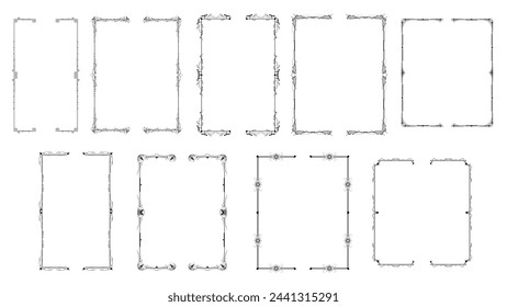 Set Black Simple Line Collection Different Doodle Brackets, Parentheses, Braces Elements Vector Design Style Sketch Isolated Illustration For Banner