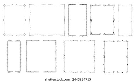 Set Black Simple Line Collection Different Doodle Brackets, Parentheses, Braces Elements Vector Design Style Sketch Isolated Illustration For Banner