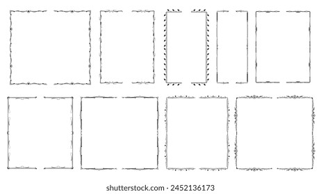 Set Black Simple Line Collection Different Doodle Brackets, Parentheses, Braces Elements Vector Design Style Sketch Isolated Illustration For Banner