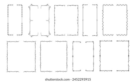 Set Black Simple Line Collection Different Doodle Brackets, Parentheses, Braces Elements Vector Design Style Sketch Isolated Illustration For Banner