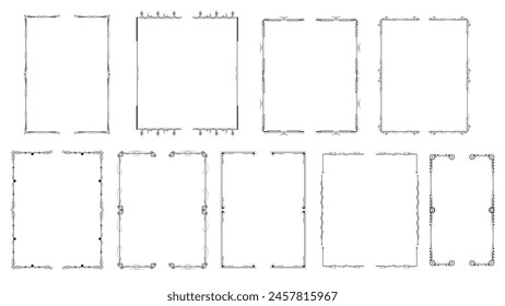 Set Black Simple Line Collection Different Doodle Brackets, Parentheses, Braces Elements Vector Design Style Sketch Isolated Illustration For Banner