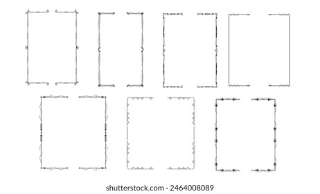 Set Black Simple Line Collection Different Doodle Brackets, Parentheses, Braces Elements Vector Design Style Sketch Isolated Illustration For Banner