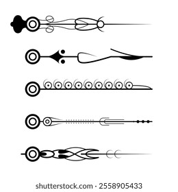 Set Black Simple Line Collection Doodle Border Elements Vector Design Style Sketch Isolated Illustration For Banner