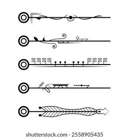 Set Black Simple Line Collection Doodle Border Elements Vector Design Style Sketch Isolated Illustration For Banner