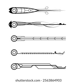 Set Black Simple Line Collection Doodle Border Elements Vector Design Style Sketch Isolated Illustration For Banner