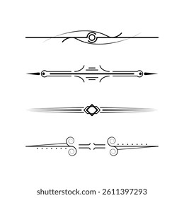 Set Black Simple Line Collection Doodle Border Elements Vector Design Style Sketch Isolated Illustration For Banner