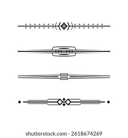Set Black Simple Line Collection Doodle Border Elements Vector Design Style Sketch Isolated Illustration For Banner