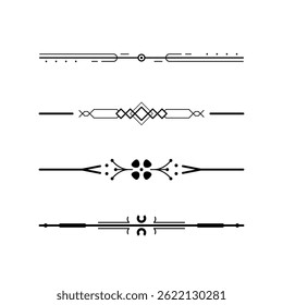 Set Black Simple Line Collection Doodle Border Elements Vector Design Style Sketch Isolated Illustration For Banner