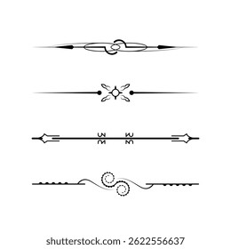 Set Black Simple Line Collection Doodle Border Elements Vector Design Style Sketch Isolated Illustration For Banner