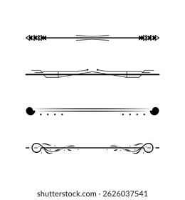 Set Black Simple Line Collection Doodle Border Elements Vector Design Style Sketch Isolated Illustration For Banner