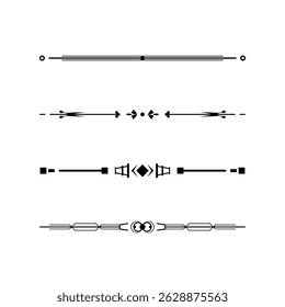 Set Black Simple Line Collection Doodle Border Elements Vector Design Style Sketch Isolated Illustration For Banner