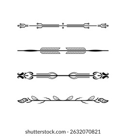 Set Black Simple Line Collection Doodle Border Elements Vector Design Style Sketch Isolated Illustration For Banner