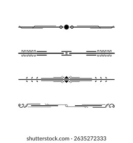 Set Black Simple Line Collection Doodle Border Elements Vector Design Style Sketch Isolated Illustration For Banner