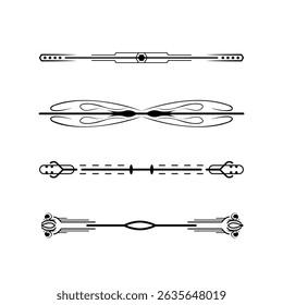 Set Black Simple Line Collection Doodle Border Elements Vector Design Style Sketch Isolated Illustration For Banner