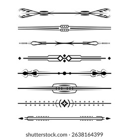 Set Black Simple Line Collection Doodle Border Elements Vector Design Style Sketch Isolated Illustration For Banner