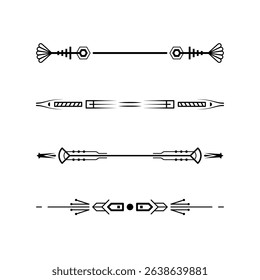 Set Black Simple Line Collection Doodle Border Elements Vector Design Style Sketch Isolated Illustration For Banner
