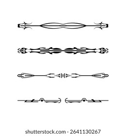Set Black Simple Line Collection Doodle Border Elements Vector Design Style Sketch Isolated Illustration For Banner