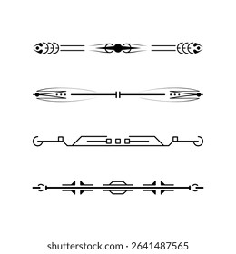 Set Black Simple Line Collection Doodle Border Elements Vector Design Style Sketch Isolated Illustration For Banner