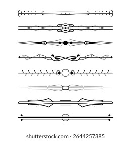 Set Black Simple Line Collection Doodle Border Elements Vector Design Style Sketch Isolated Illustration For Banner