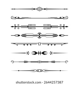 Set Black Simple Line Collection Doodle Border Elements Vector Design Style Sketch Isolated Illustration For Banner