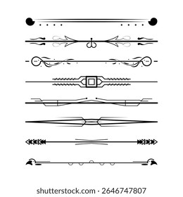 Definir Linha Simples Preto Coleção Doodle Elementos De Borda Vetor Design Estilo Esboço Ilustração Isolada Para Banner