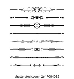 Set Black Simple Line Collection Doodle Border Elements Vector Design Style Sketch Isolated Illustration For Banner