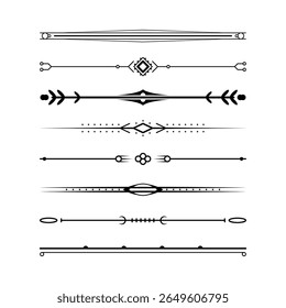 Set Black Simple Line Collection Doodle Border Elements Vector Design Style Sketch Isolated Illustration For Banner
