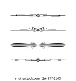 Definir Linha Simples Preto Coleção Doodle Elementos De Borda Vetor Design Estilo Esboço Ilustração Isolada Para Banner