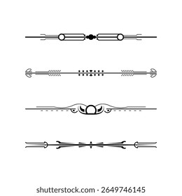 Set Black Simple Line Collection Doodle Border Elements Vector Design Style Sketch Isolated Illustration For Banner