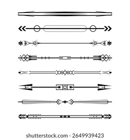 Set Black Simple Line Collection Doodle Border Elements Vector Design Style Sketch Isolated Illustration For Banner