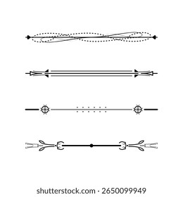 Definir Linha Simples Preto Coleção Doodle Elementos De Borda Vetor Design Estilo Esboço Ilustração Isolada Para Banner