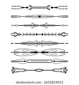 Definir Linha Simples Preto Coleção Doodle Elementos De Borda Vetor Design Estilo Esboço Ilustração Isolada Para Banner